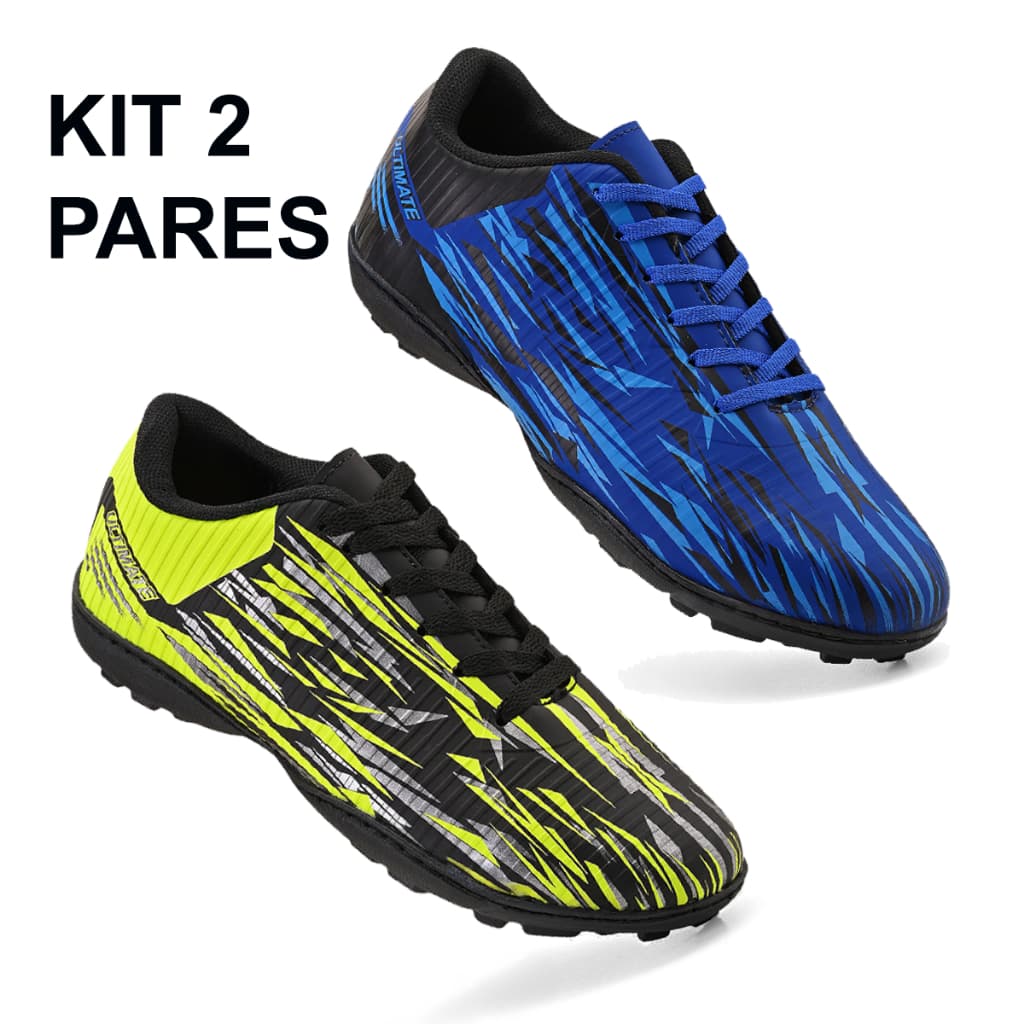 KIT 2 pares de Chuteira Society Costurada Reforçada Chuteira de Futebol