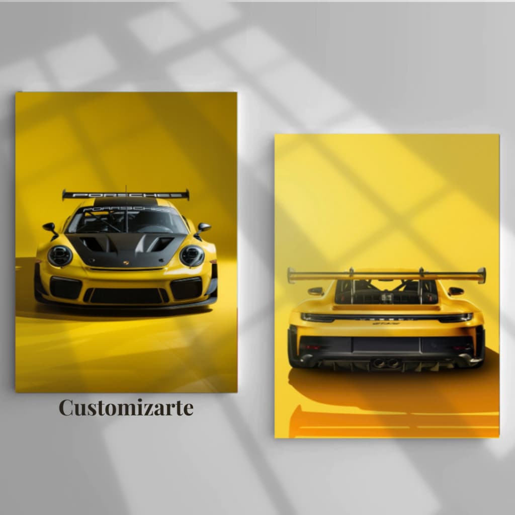 Kit 2 Quadros Decorativos Hiper Carro  Porsche GT3RS/ Para Sala, Escritório, Oficina, Quarto, Colecionadores, MDF 20x28.