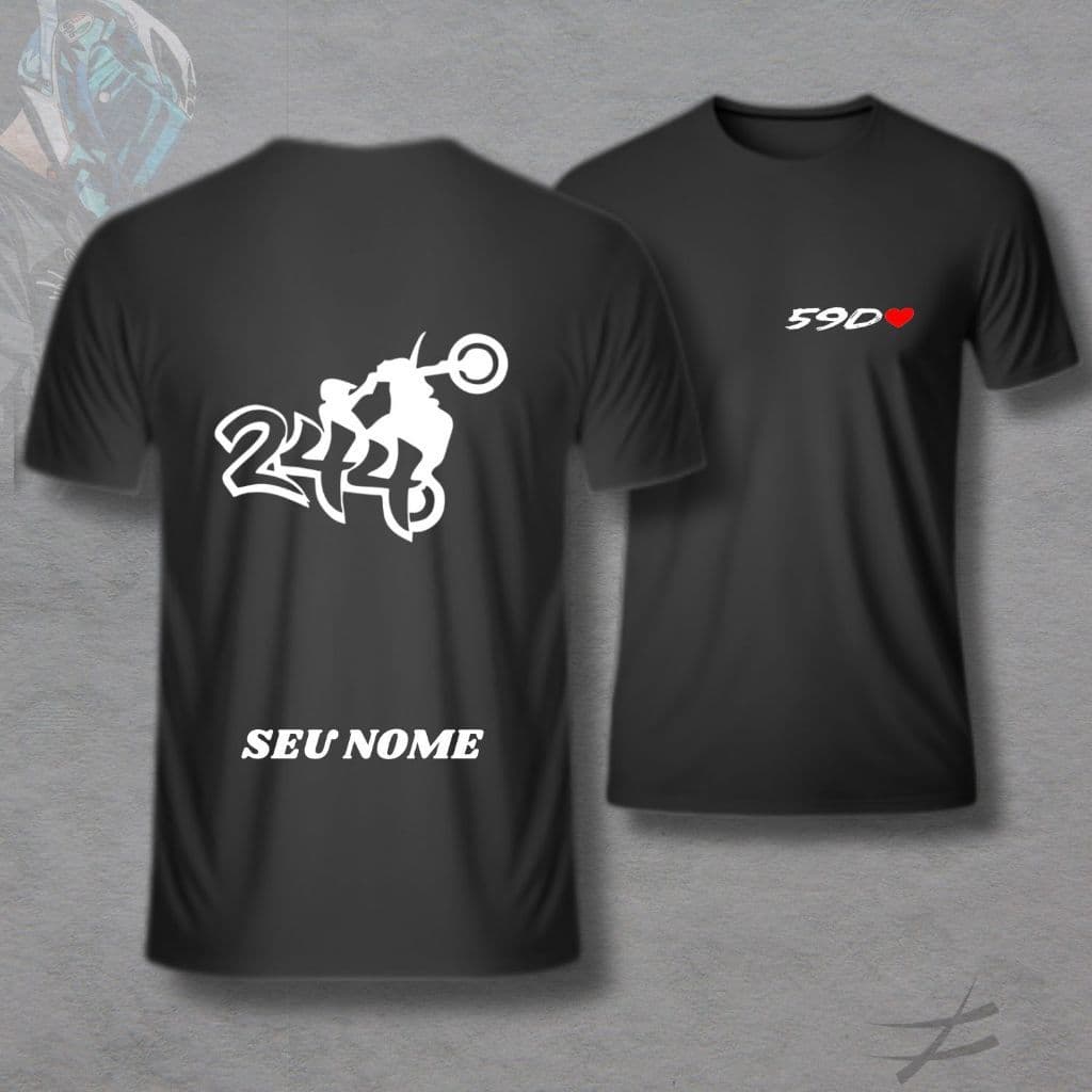 Camiseta 244 Personalizada Com Seu Nome Grau 59D Original Moto Bike Camisa 100% Algodão - Envio Rápido - Big Vest