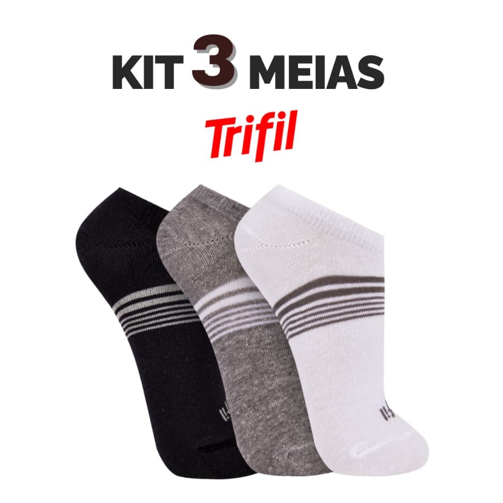 Kit 3 Pares de Meias Cano Baixo Invisível Algodão Trifil 8015