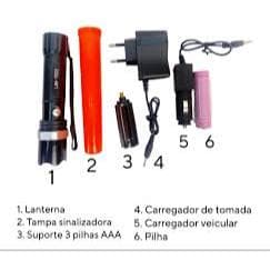Lanterna Swat Com Sinalizador Foco Ajustável LAN-7003