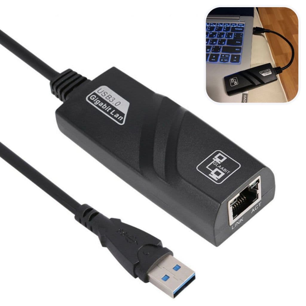 Cabo Adaptador Internet para Notebook e PC Entrada USB 3.0 Conexão Rede Com Fio Gigabit Rápida Liga Cabo Sem Saída RJ45