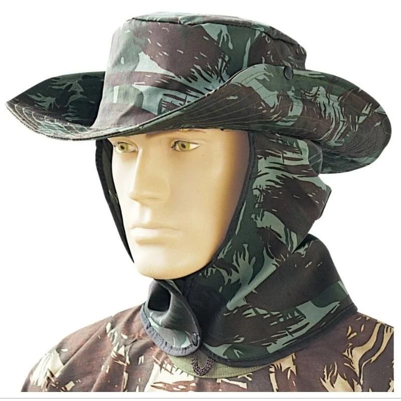Chapéu Pescador Proteção Solar cabeça e por trás pescoço Camping Trilha  Australiano Liso ou Camuflado Tamanho Único