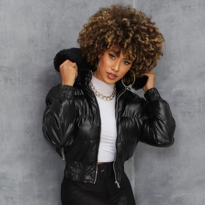 Jaqueta Blusa de Frio Feminina Nylon Brilhosa Brilho leve Inverno | Jaqueta Brilhosa Feminina Curta