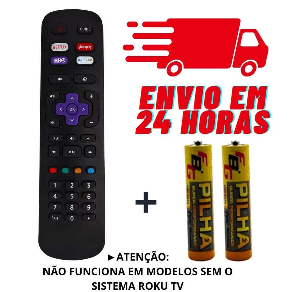 Controle Compatível Roku Tv Aoc Philco Britânia Semp Tcl