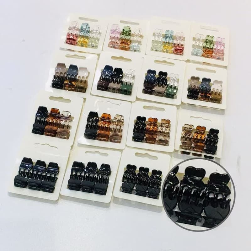 Cartela com 6/18/36 pcs de Piranhas Pequenas Preta ou Colorida / Acessórios De Cabelo Infantil