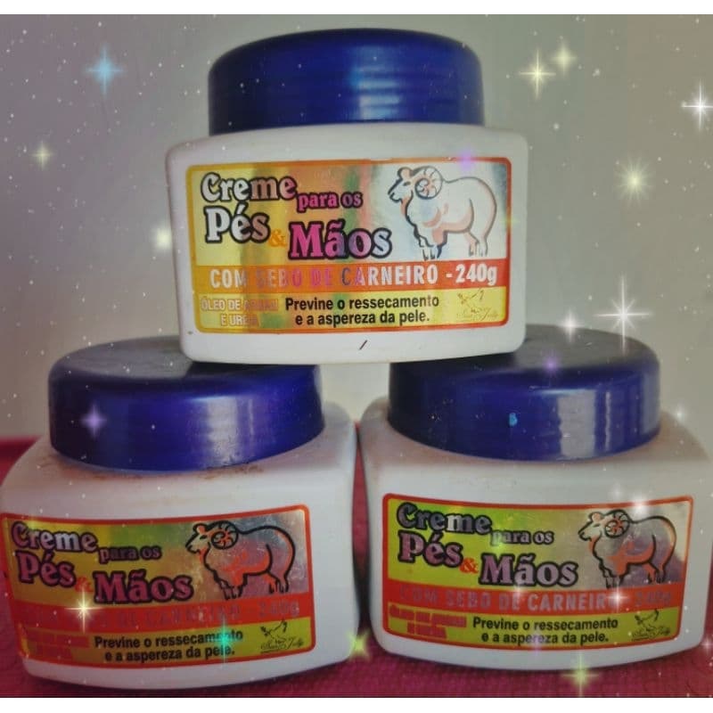 Kit com 3 Creme para os pés e mãos com sebo de carneiro para peles ressecadas 240g cada