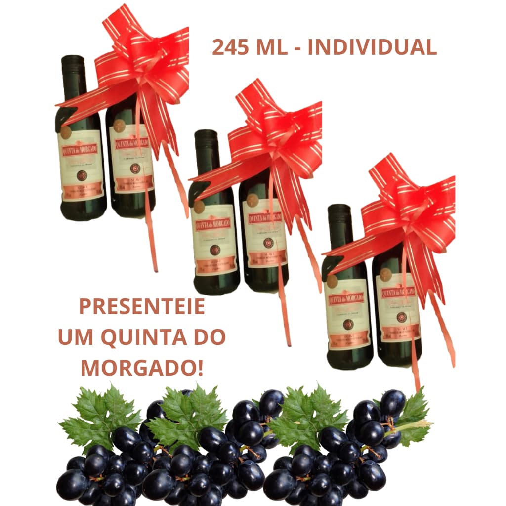 KIT DUO VINHO TINTO SUAVE QUINTA DO MORGADO MINI GARRAFA 245ML PRODUZIDO NA SERRA GAUCHA