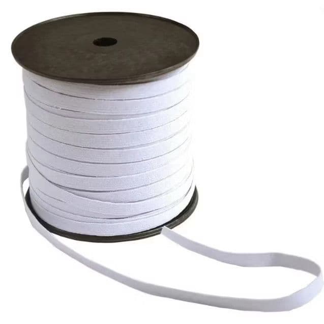 Elástico Chato de Embutir 10mm - Rolo com 100 Metros - Branco