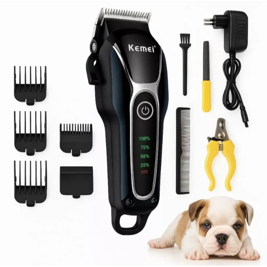 Maquina de Tosa Kit Cães E Gatos Corta Pelos Pet Kemei Profissional Aparador De Pelos Pets KM-1991