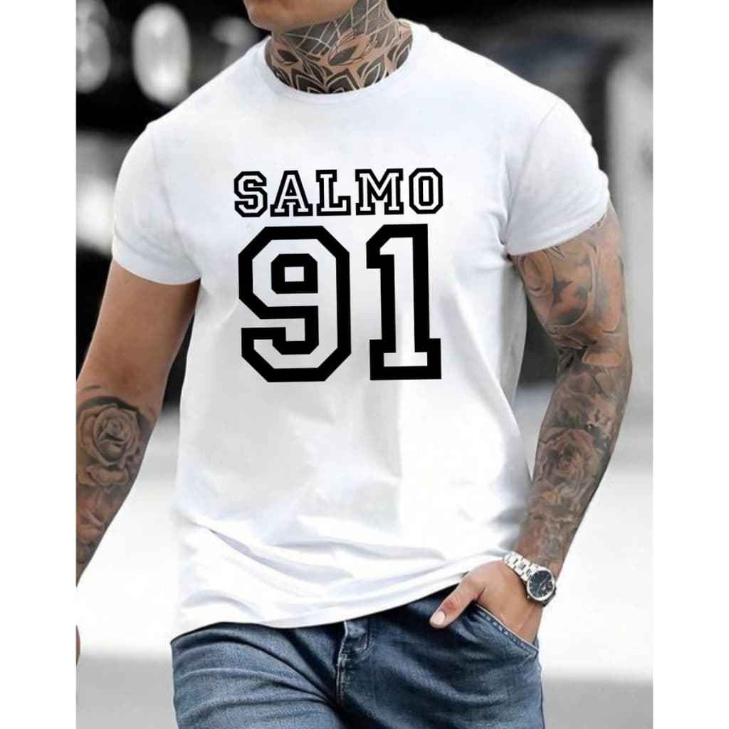 Camiseta Masculina Salmo 91 Estampa Algodão Confortável Casual Linda T-shirt