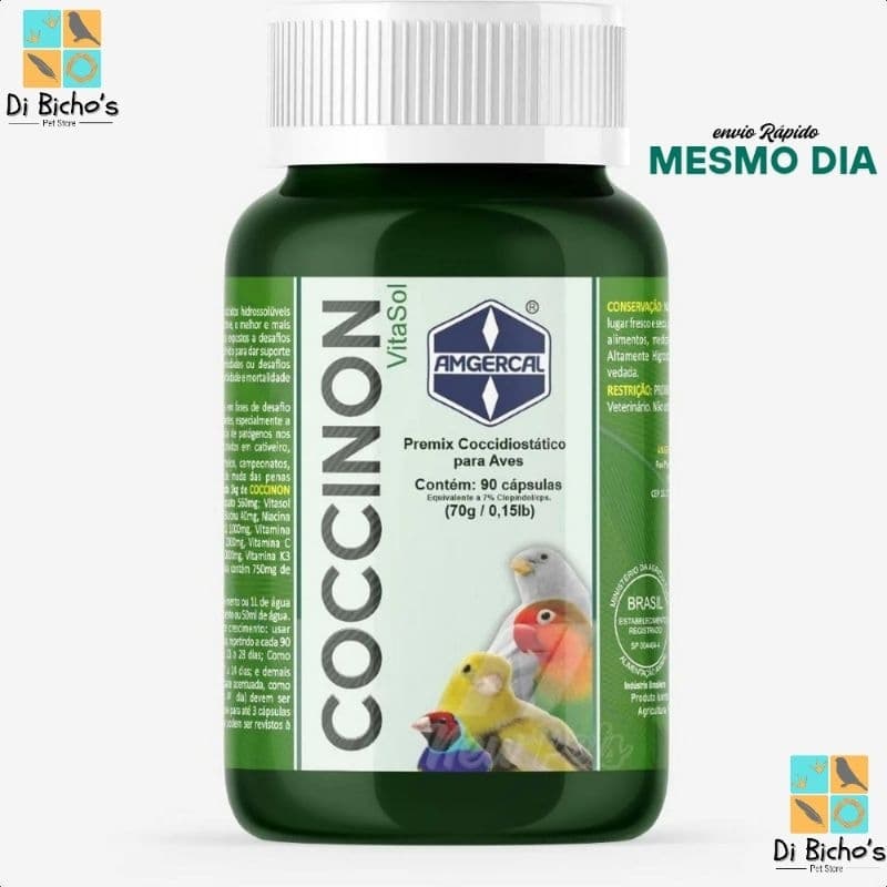 Coccinon Amgercal - Suporte Nutricional em Cápsulas para Pássaros