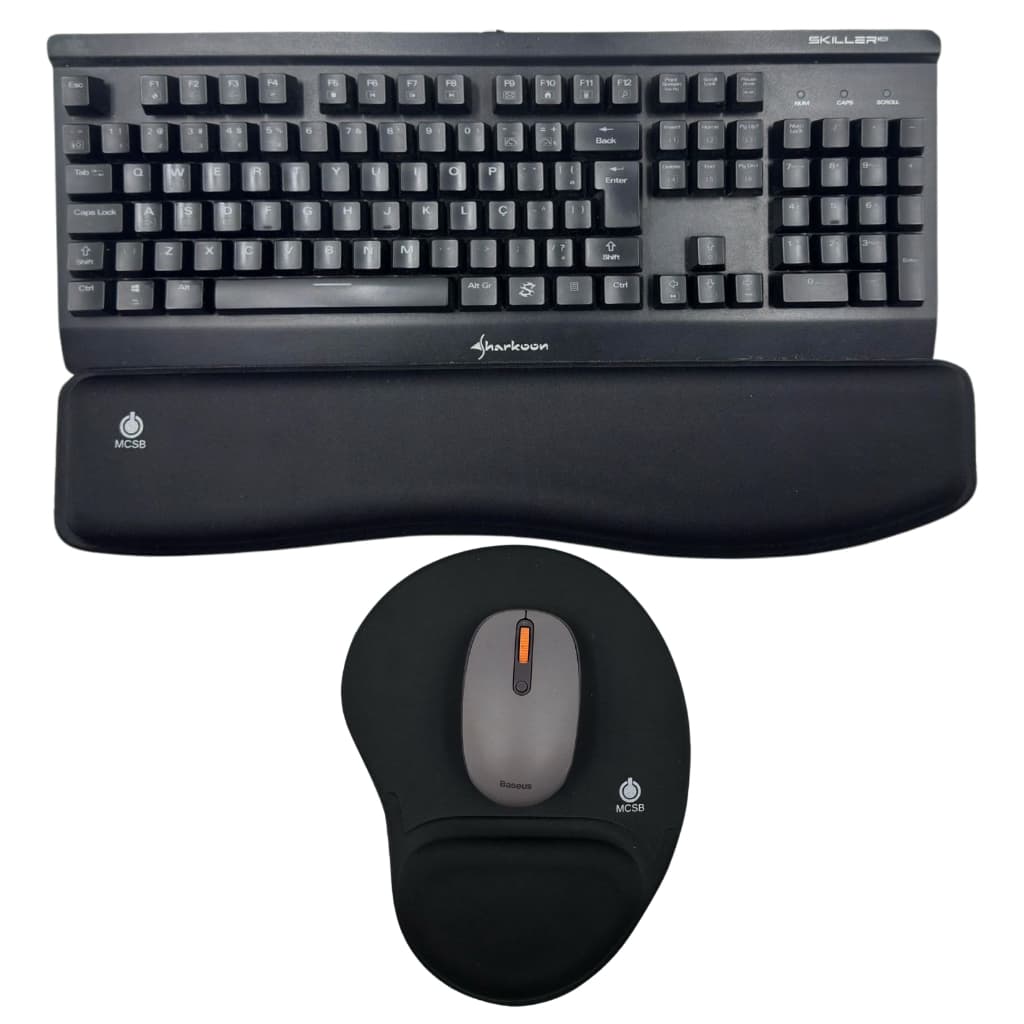 Kit Mousepad E Apoio De Punho Para Teclado Ergonômico Pulso Punho 47cm Home Office Escritorio