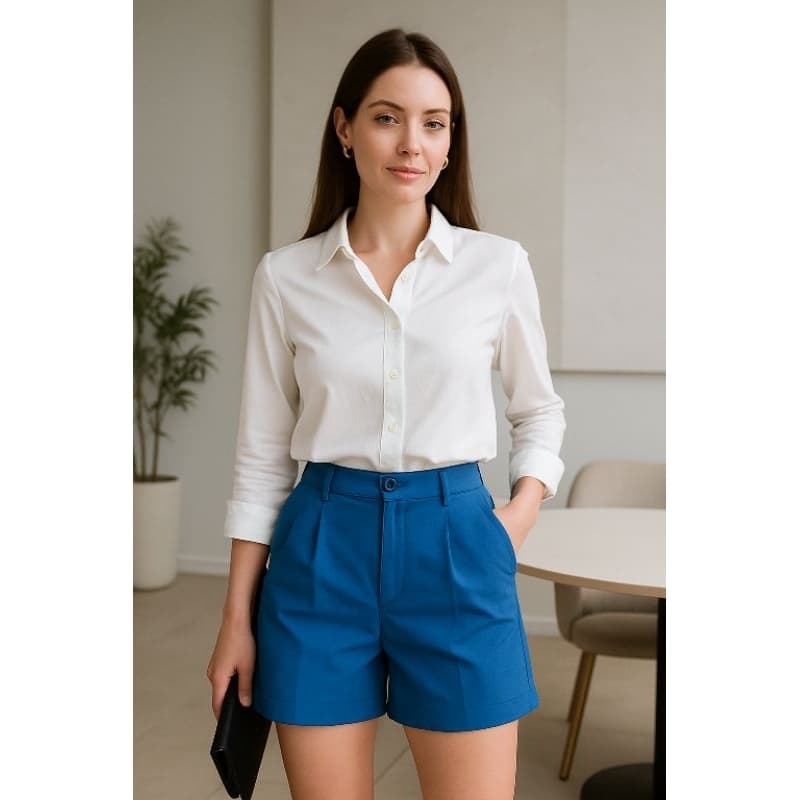 Short Alfaiataria Azul Tamanho M (veste até 38/40)– Sofisticação, Conforto e Qualidade Premium!