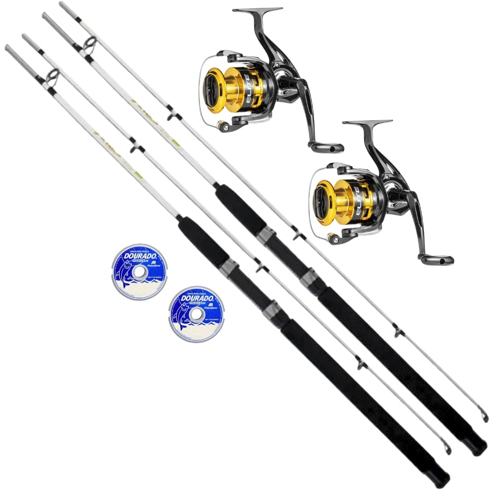 Kit Pesca 2 Varas 1,65m + 2 Molinetes 3000 + 2 Linhas