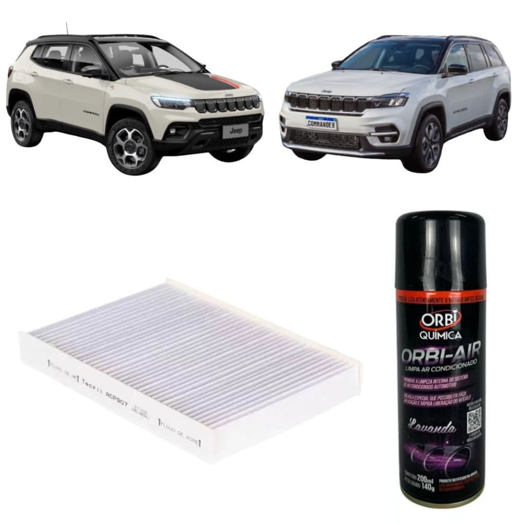 Kit Filtro Cabine Ar Condicionado ACP907 JEEP COMPASS e COMMANDER  + Higienizador Spray Granada Ar