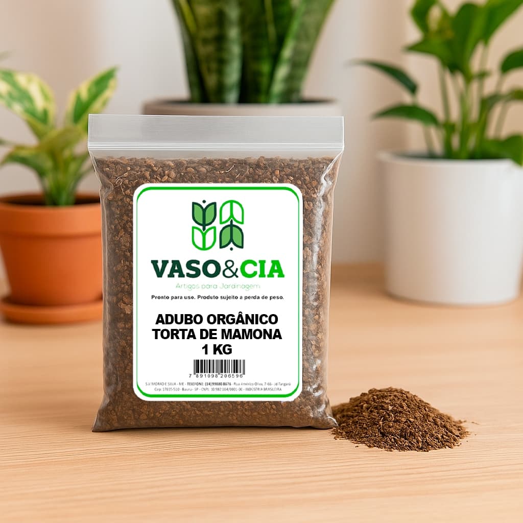 Torta de Mamona Adubo Orgânico Fertilizante 1kg Vaso e Cia Rico em Nitrogênio para Hortas e Plantas