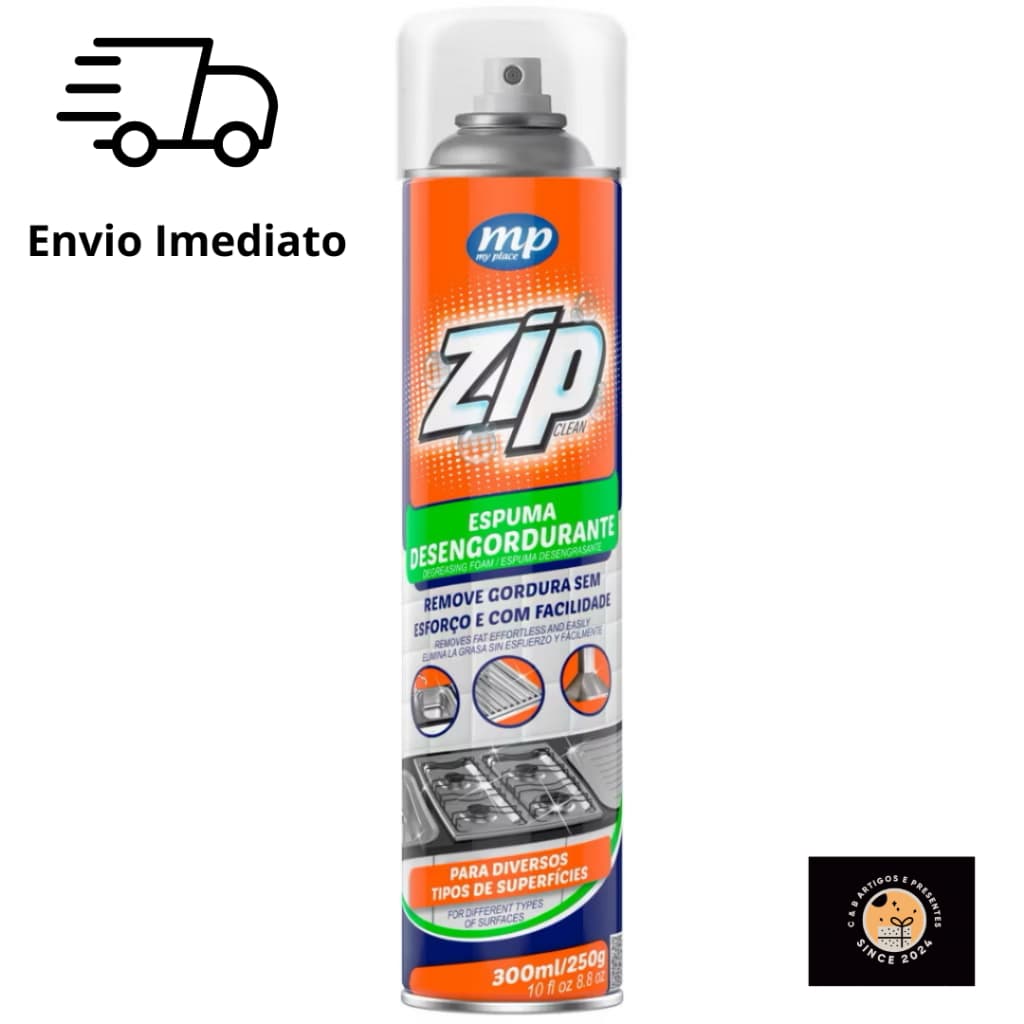 Espuma Desengordurante em Spray Zip Clean 300 ML Potência e Praticidade Contra a Gordura Pesada
