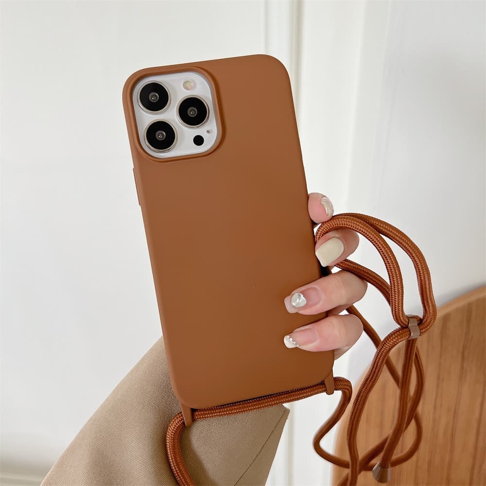 Capa de Celular TPU com Cordão Ajustável para iPhone – Anti-impacto e à Prova de Queda15/15promax/16/17/17promax