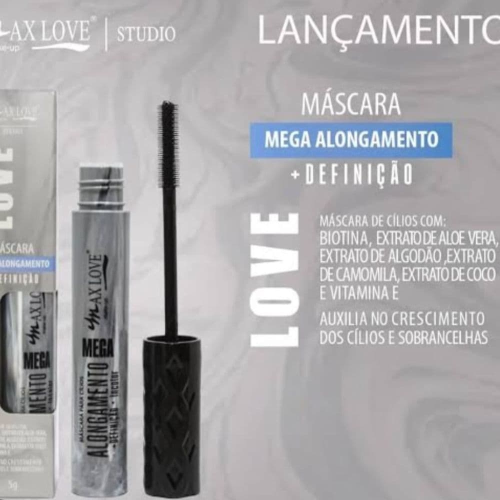 Máscara para Cílios Mega Alongamento + Definição Incolor e Preta Max Love