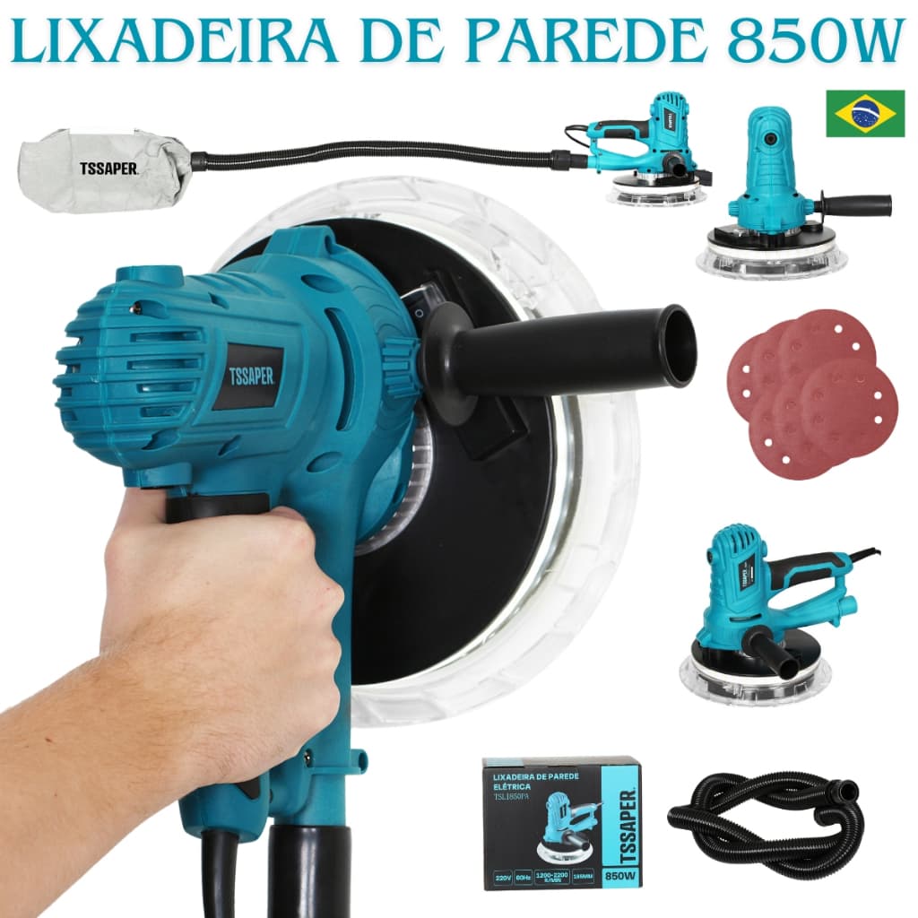 Lixadeira de Parede Elétrica Profissional 850w 110v ou 220v LED TSSAPER