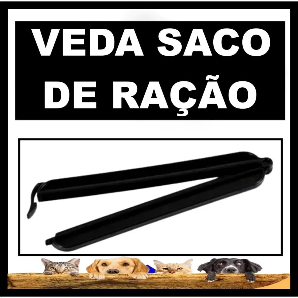 Fecho para Sacos de Ração 28cm - Prendedor Pet Lacra e Veda Saco Plástico