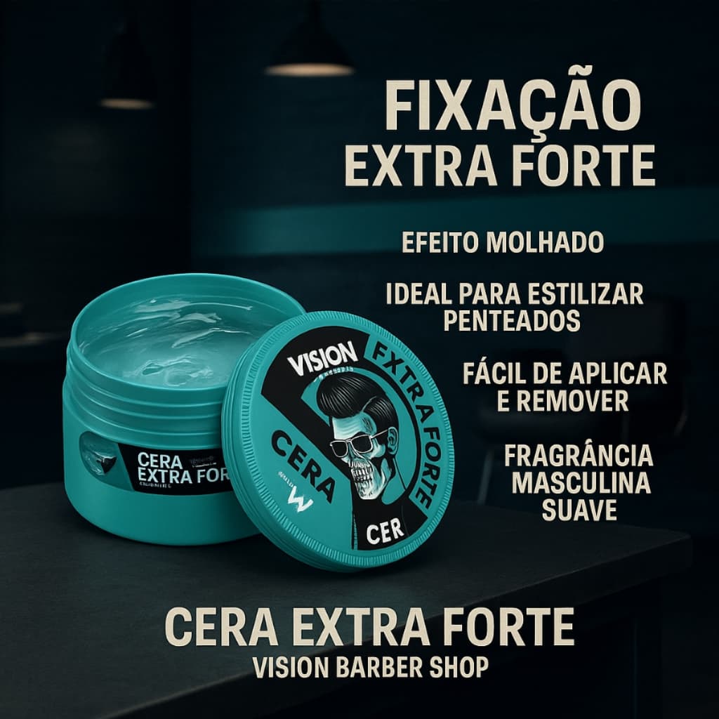 Cera Pomada Modeladora Extra Forte Vision Barber Shop 130g Barba Cabelo Bigode