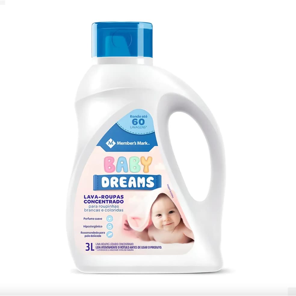 Sabão Liquido Hipoalergênico Suave Lava Roupa Baby Dream 3L