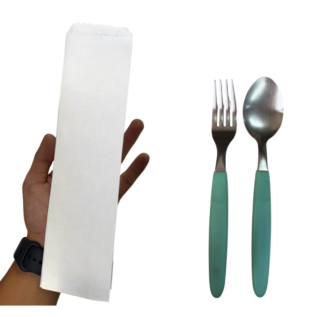 Saco de talher branco 1000 27x7,5cm restaurante delivery