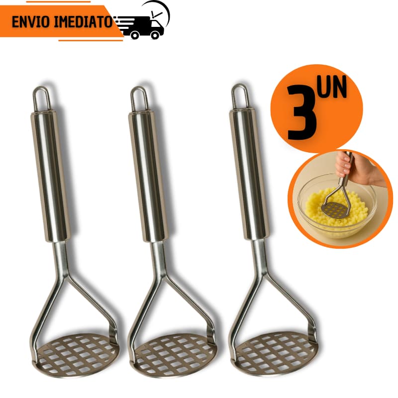 Amassador de Batatas 3/ 2 ou 1 Unids Espremedor Frutas Legumes Purê Aço Inox Multiuso Gourmet