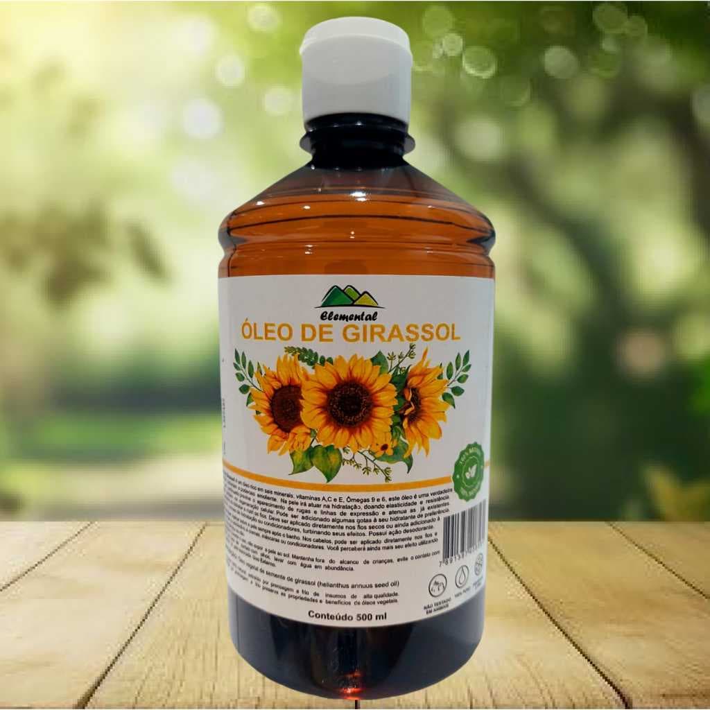Óleo de Girassol 500ml alto poder de hidratação flexibilização Cicatrização revitalização