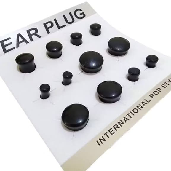 kit alargador plug preto 5mm 6mm 8mm 10mm 12mm 14mm plástico unissex cartela tamanhos variados côncavo