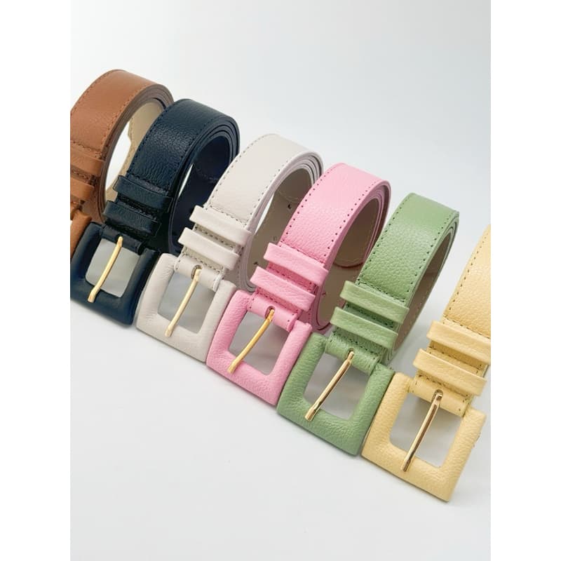 Cinto Feminino De Couro Fivela Encapada quadrado largura 3cm