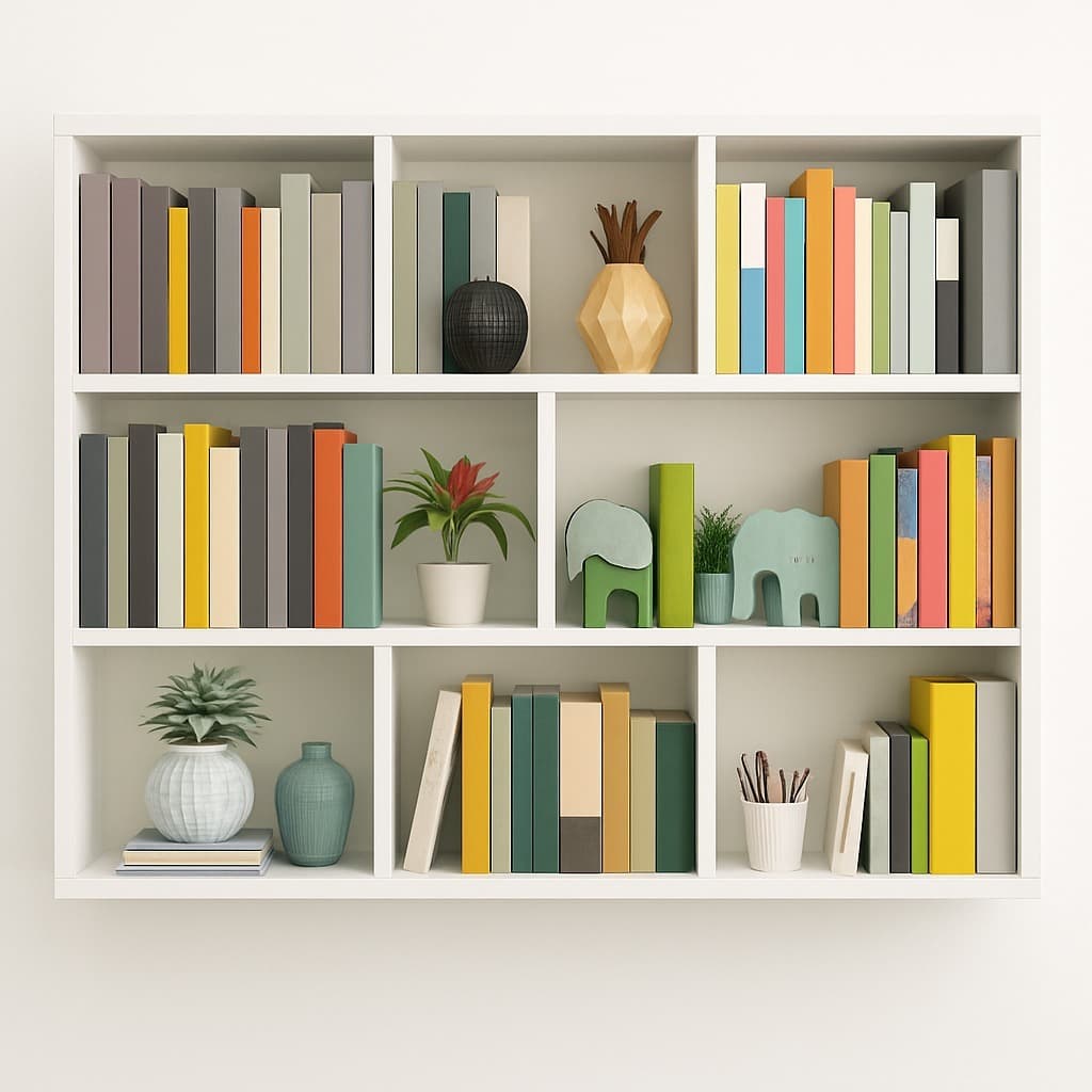 ESTANTE PRATELEIRA MDF 8 COMPARTIMENTOS SINANUE ELEGANTE 90X90X18CM PORTA LIVROS PARA QUARTO SALA ESCRITORIO