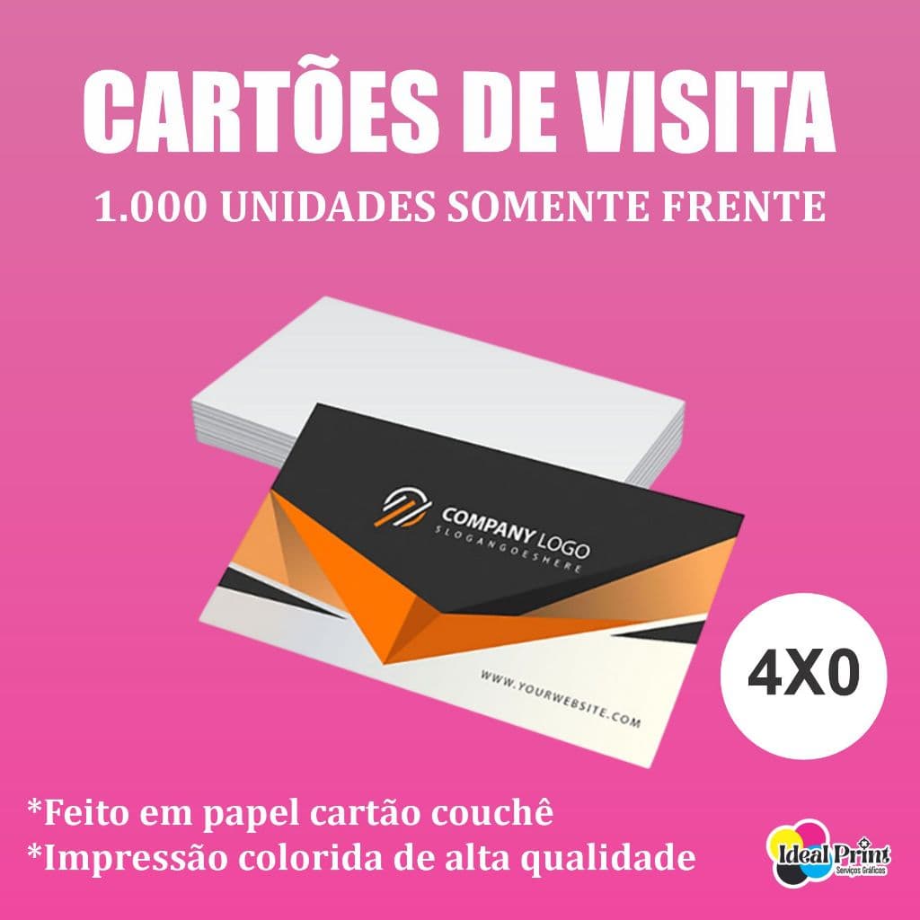 CARTÃO DE VISITA PERSONALIZADO – 1.000 UNIDADES - SOMENTE FRENTE COLORIDO