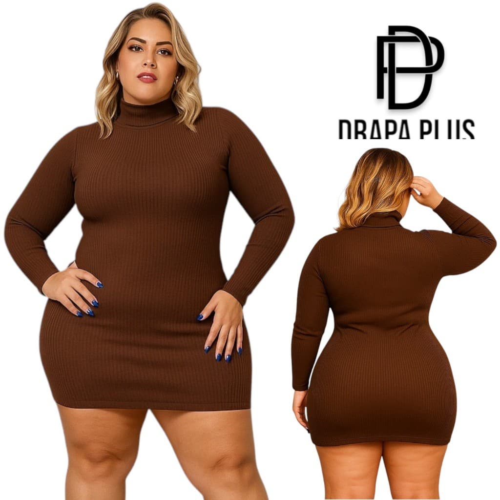 DRAPA PLUS - Vestido Gola Tubinho Plus Size