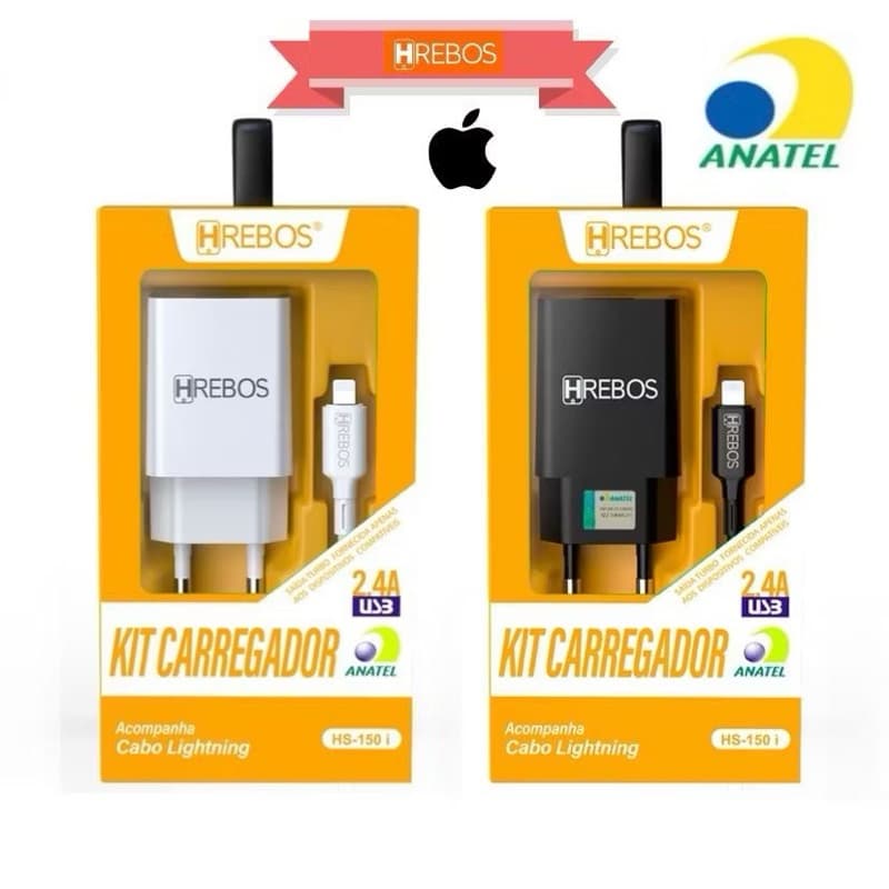 Kit Carregador Usb - Fast Charge 2.4A + Cabo Tipo C  Original HREBOS Hs-150C 2025 - Pronta Entrega Imediato