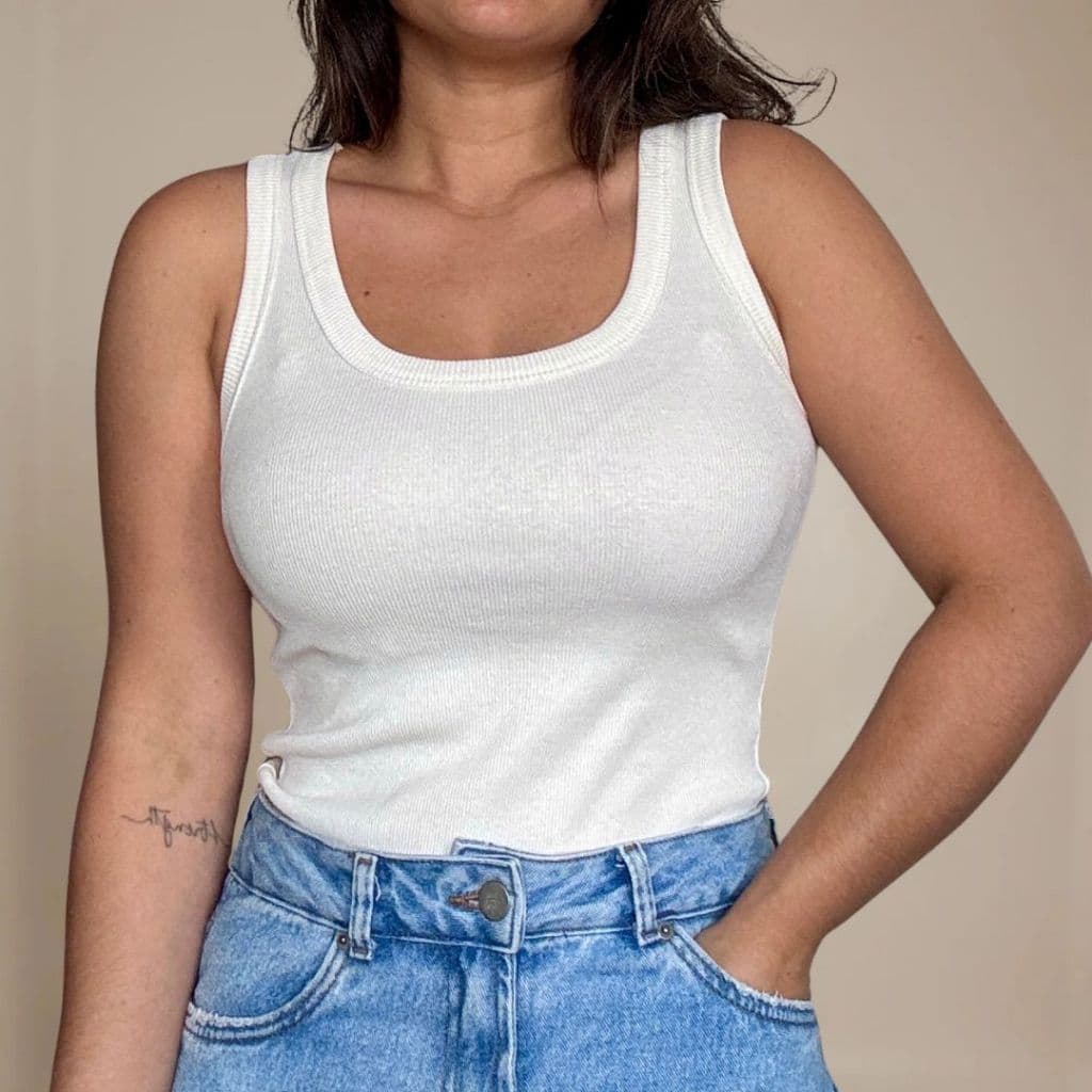 Blusinha Regata Nadador Ribana canelada modinha blogueirinha basica