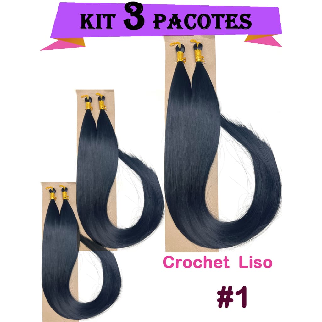 Kit 3 PCS Cabelo Jumbo Braid Orgânico Crochet Liso Solto fio a fio 160g 70cm Mega Hair Top Fibra HT
