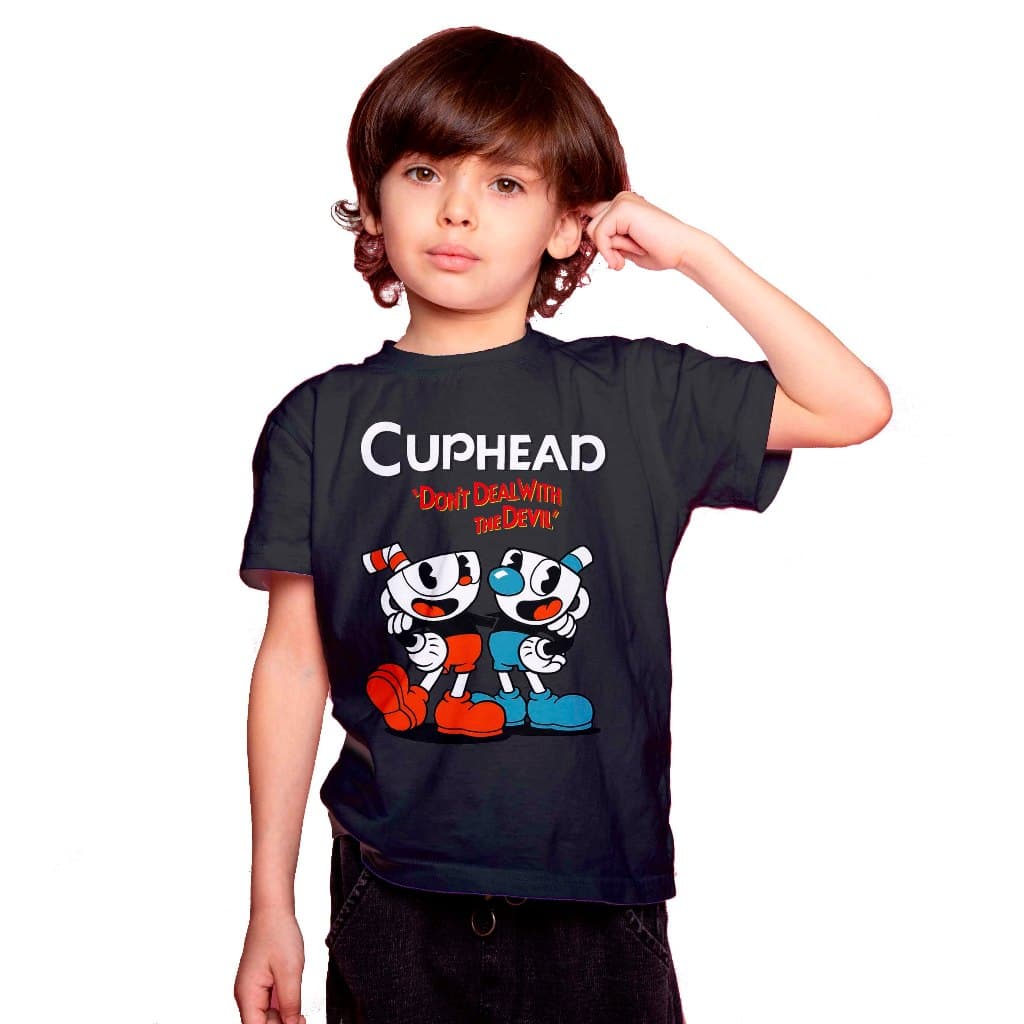 Camisa Infantil Estampada Cuphead 100% Algodão 30.1 Envio Imediato.