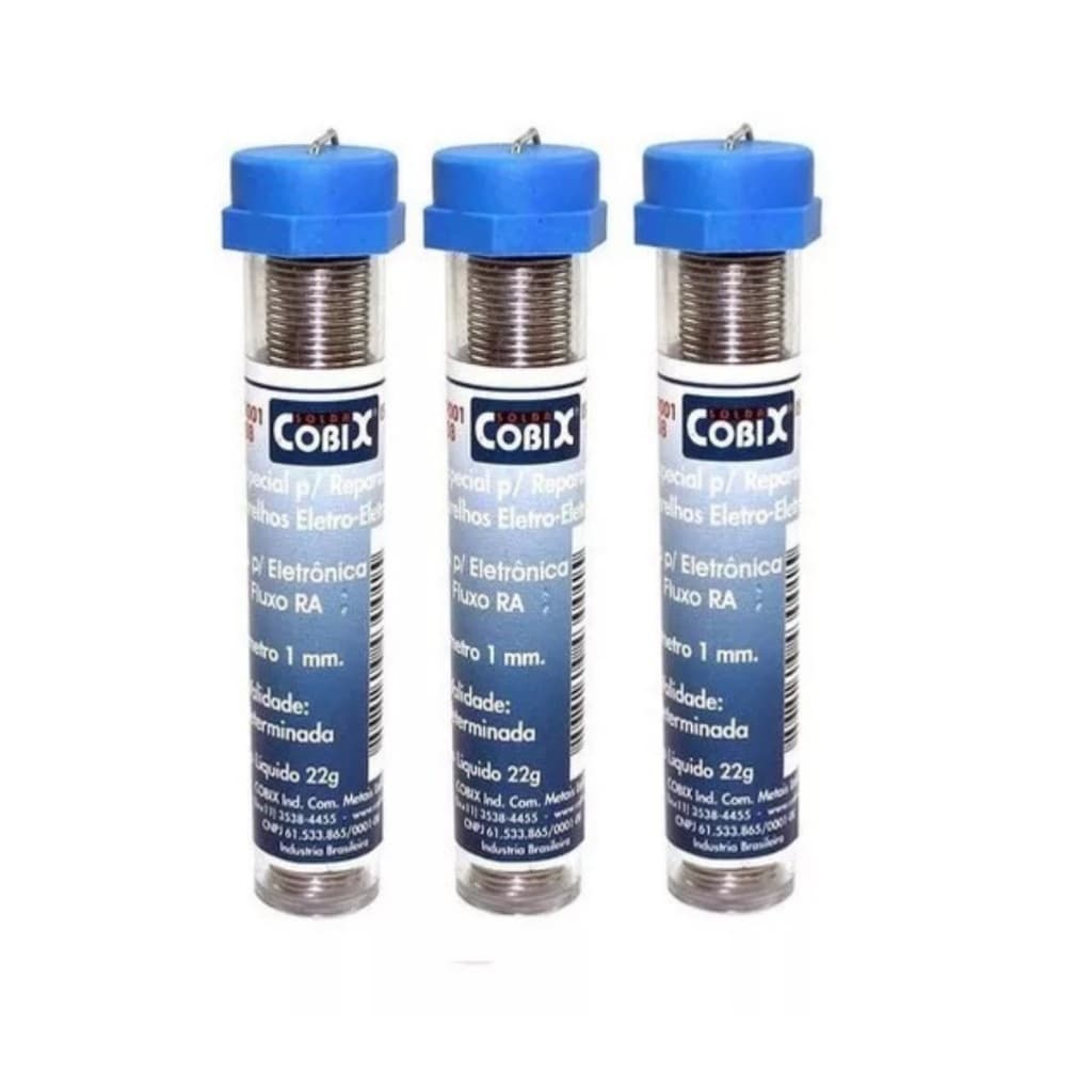 Kit 03 Tubos Solda Estanho 1mm 63x37 1.0mm Com Fluxo - Cobix