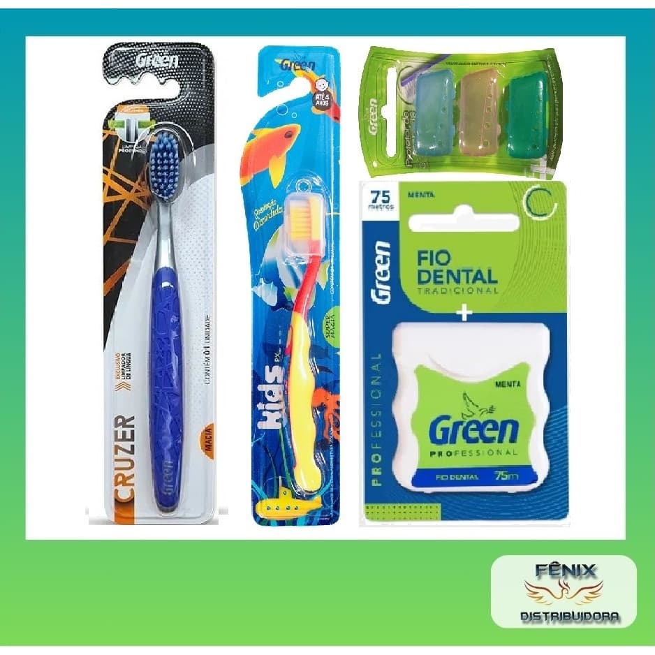 KIT ESCOVA DENTAL P/FAMILIA  ORIGINAL GREEN