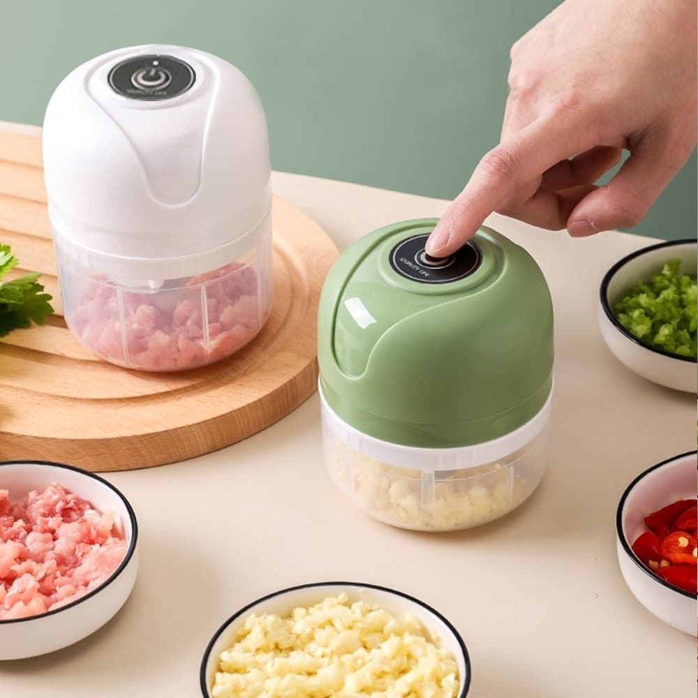 Mini Processador Triturador Elétrico Moedor Carne Vegetais Alho Fruta Amendoim Recarregável USB 250m