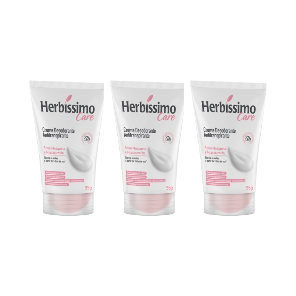 Creme Desodorante Herbíssimo Care Clareador Rosa Mosqueta e Niacinamida 55g