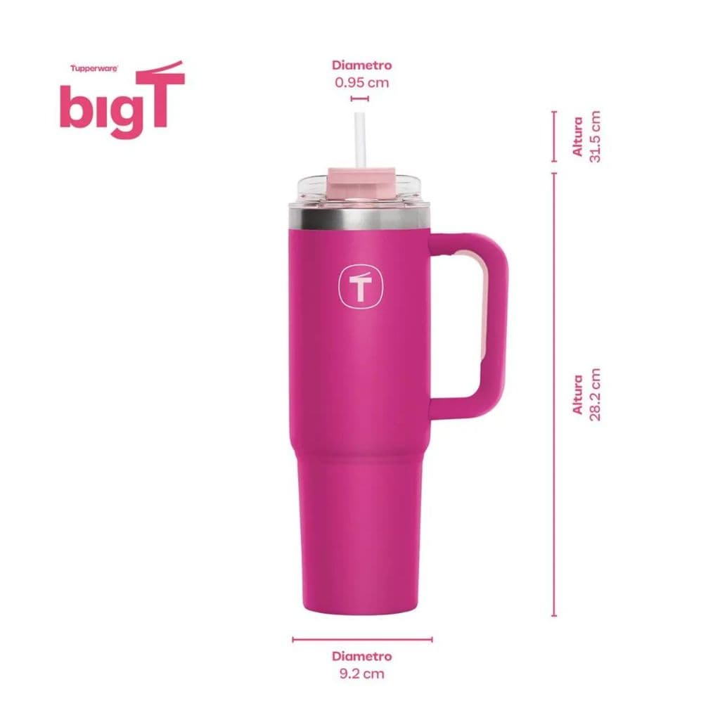 Copo Tupperware Térmico Big T Tumblers 1,1 litro Rosa
