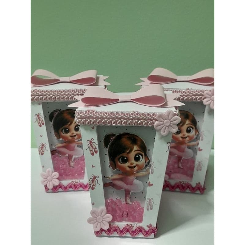 Kit de 5 caixas Personalizadas  com visor  tema Bailarina - Kit festa Personalizados de Luxo