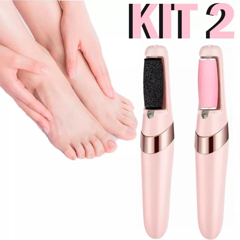 KIT 2 Lixa De Pé Esfoliador Elétrico Para Tirar Calos Pedicure Aparelho Portátil Recarregavel