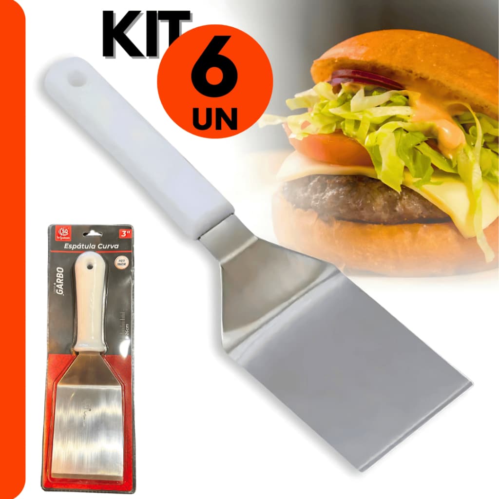 Espátulas Curva Inox 4 Polegadas Lanche Chapeiro Cozinha Original