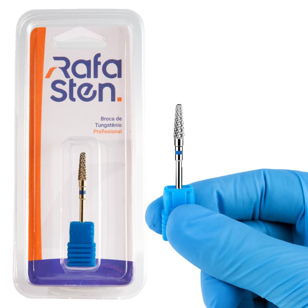 Broca de Tungstênio Premium RafaSten Profissional Cônica Media Para Curvatura  Remoção do Gel Nivelamento do Alongamento