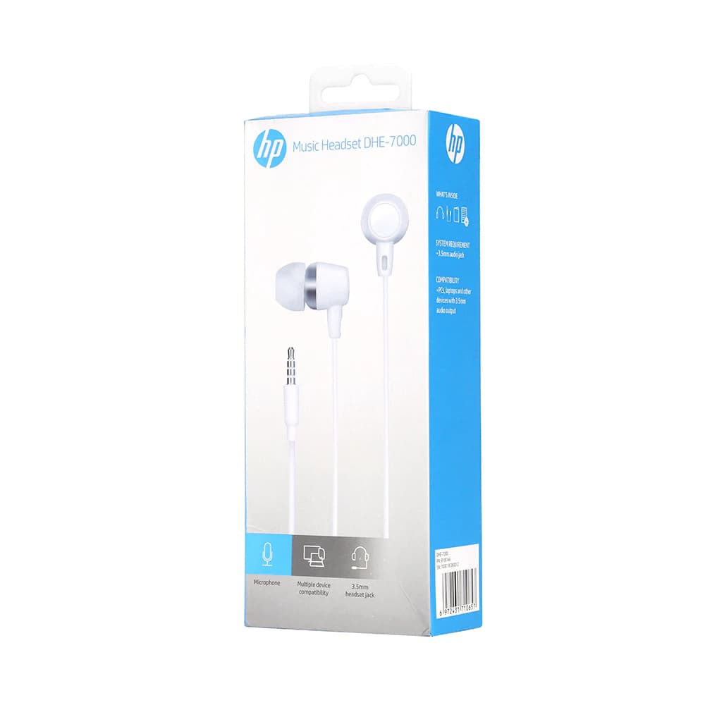 Fone De Ouvido HP P2 Intra Auricular Com Microfone - DHE-7000 White Original + Nota Fiscal, Garantia